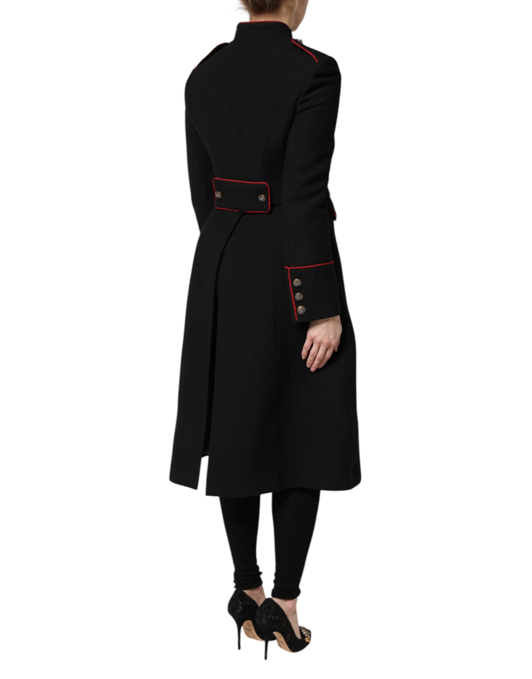 Dolce &amp; Gabbana Black Wool Single Breasted Trench Coat Jacket
