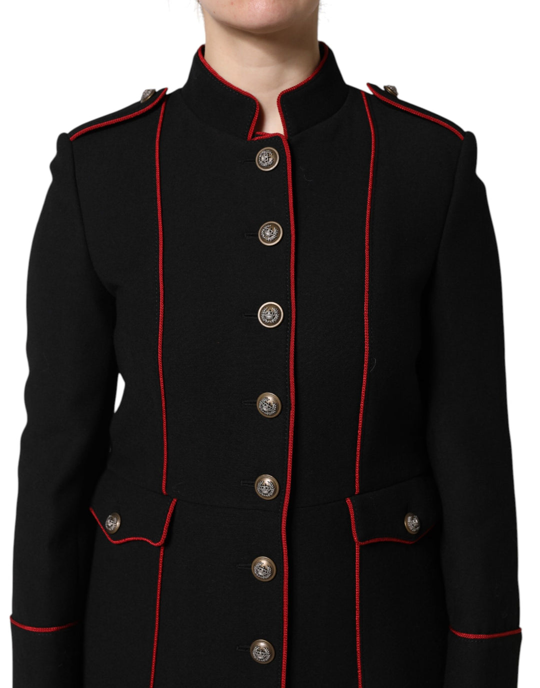 Dolce &amp; Gabbana Black Wool Single Breasted Trench Coat Jacket