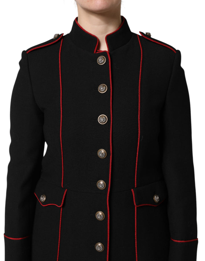 Dolce &amp; Gabbana Black Wool Single Breasted Trench Coat Jacket