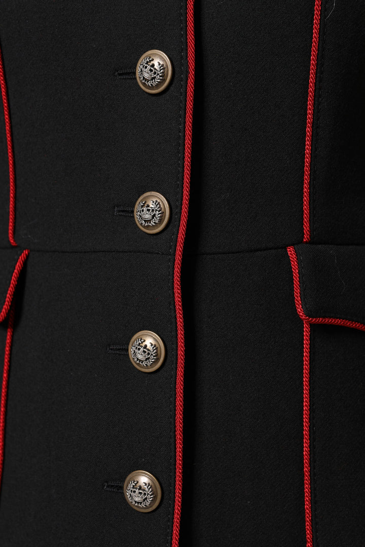 Dolce &amp; Gabbana Black Wool Single Breasted Trench Coat Jacket