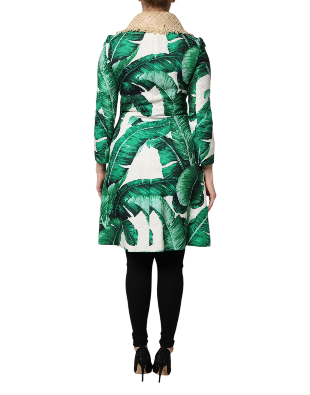 Dolce &amp; Gabbana Multicolor Leaf Print Embellished Trenchcoat Jacket