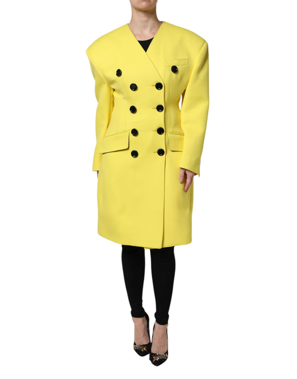Dolce & Gabbana Trench Coats - Yellow Double Breasted Coat Jacket