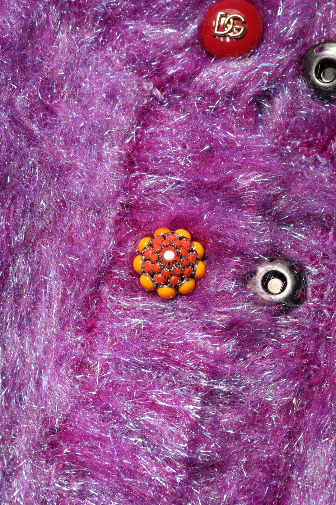 Dolce &amp; Gabbana Purple Button Embellished Trench Coat Jacket