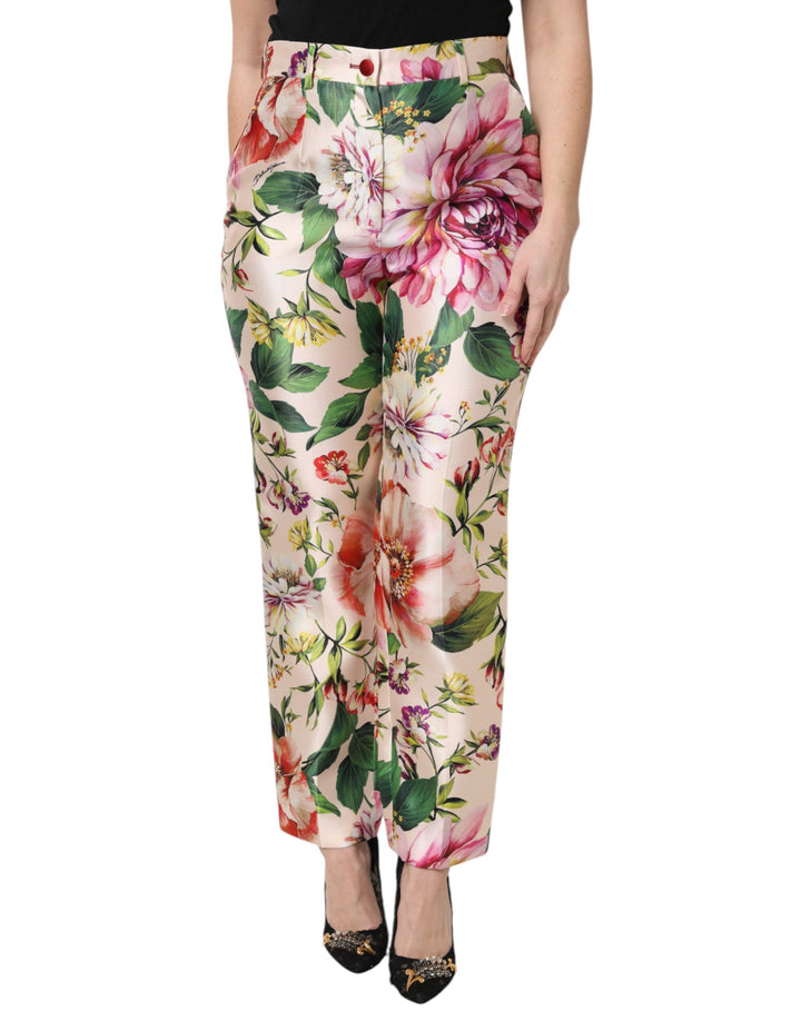 Dolce &amp; Gabbana Multicolor Floral High Waist Straight Pants