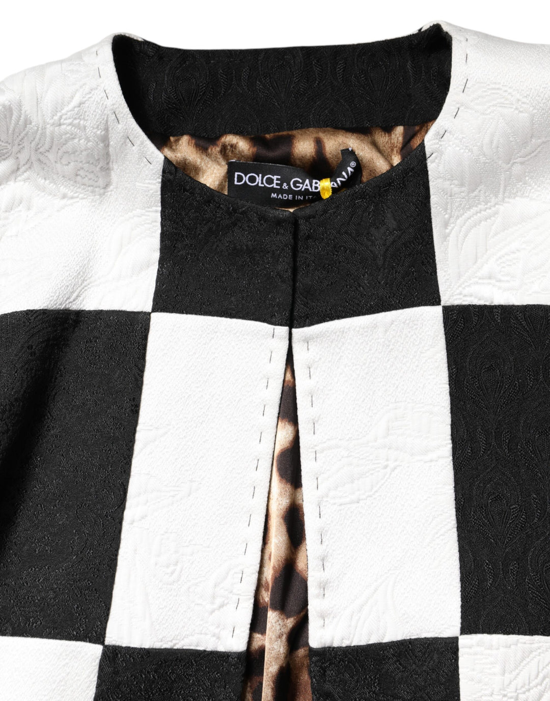 Dolce &amp; Gabbana White Black Patchwork Jacquard Blazer Jacket