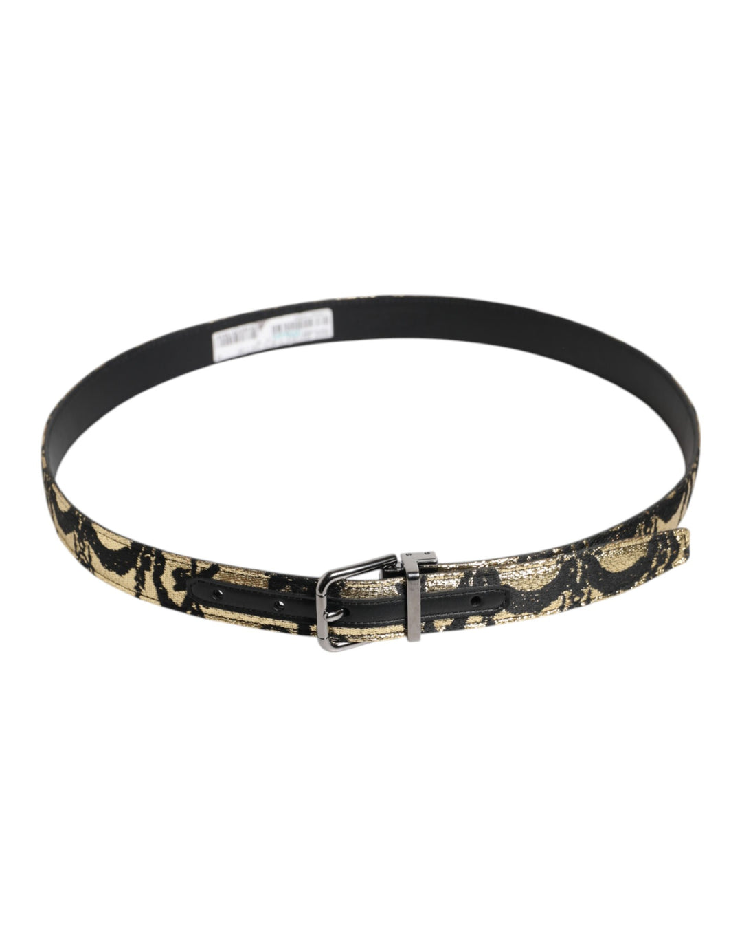 Dolce &amp; Gabbana Multicolor Jacquard Leather Metal Buckle Belt