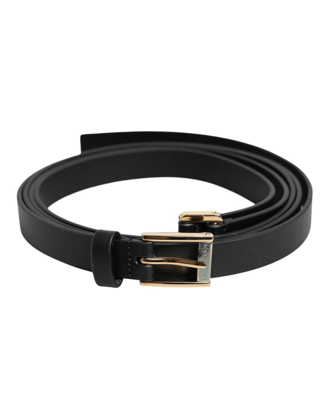 Ceinture classique noire à boucle logo en métal doré Dolce &amp;amp; Gabbana