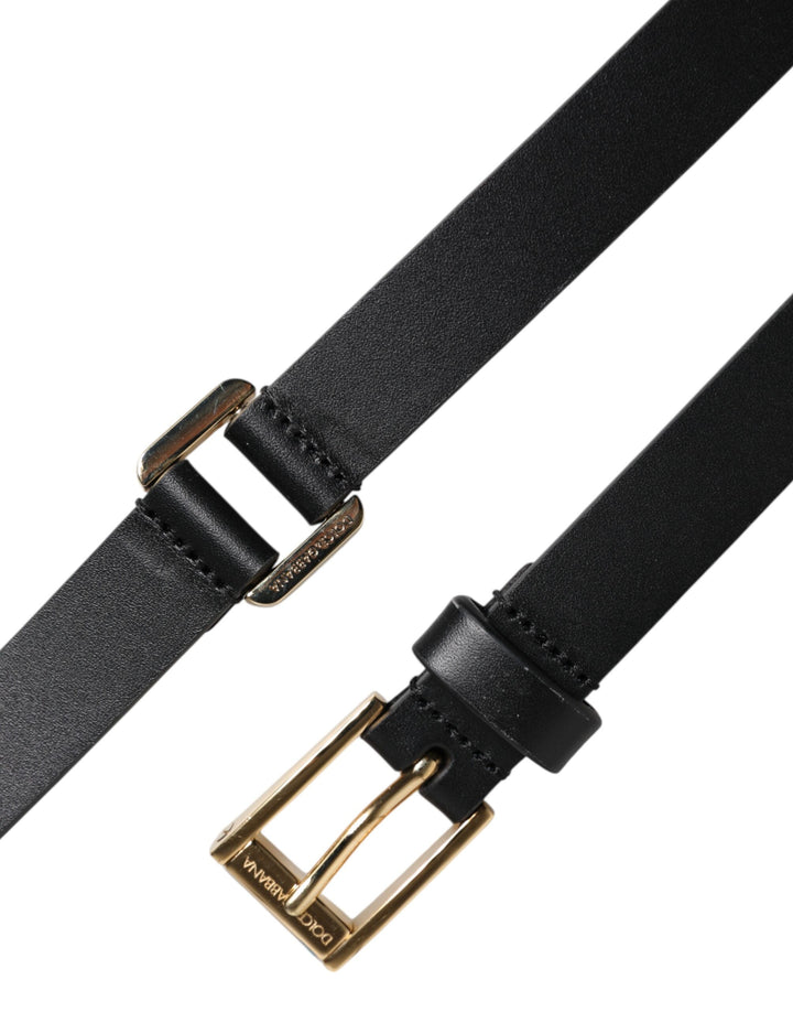 Ceinture classique noire à boucle logo en métal doré Dolce &amp;amp; Gabbana