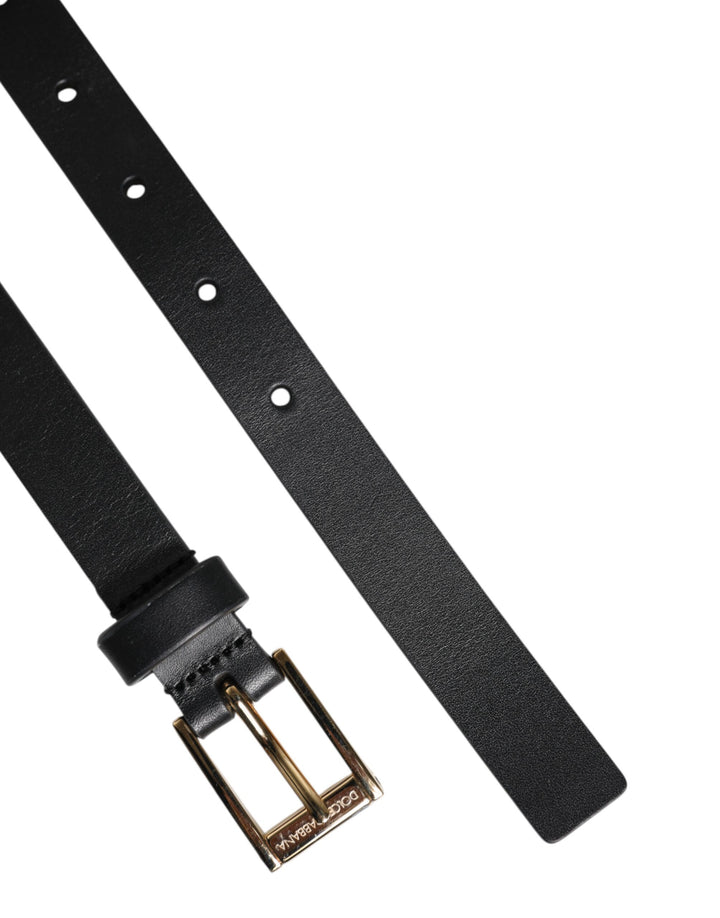 Ceinture classique noire à boucle logo en métal doré Dolce &amp;amp; Gabbana