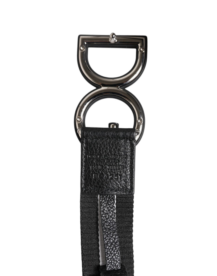 Dolce &amp; Gabbana Black Polyester Logo Print DG Buckle Belt