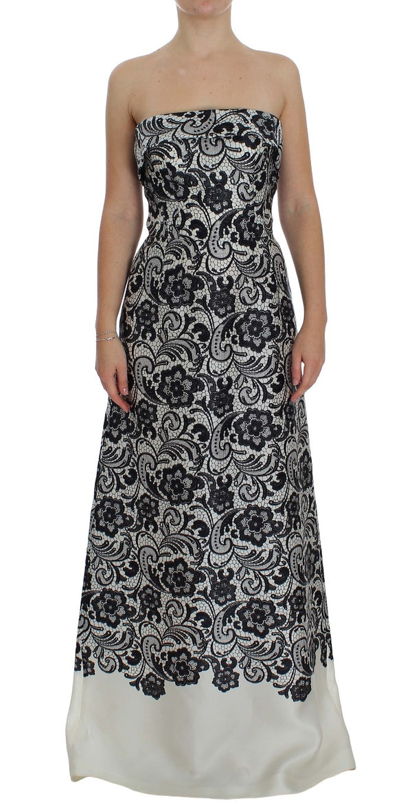 Dolce & Gabbana White Floral Lace Silk Corset Maxi Dress women’s dress