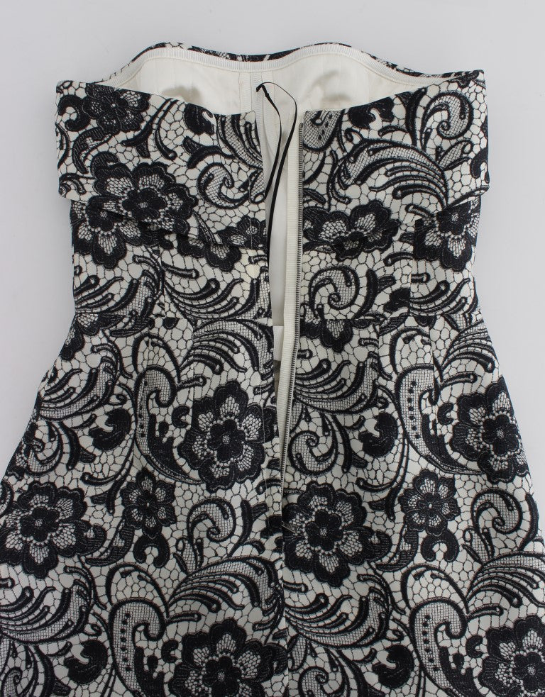 Dolce &amp; Gabbana White Floral Lace Silk Corset Maxi Dress women’s dress