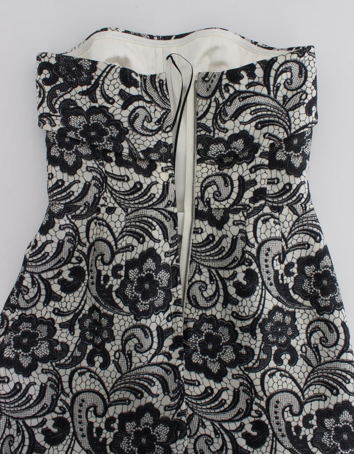 Dolce &amp; Gabbana White Floral Lace Silk Corset Maxi Dress women’s dress
