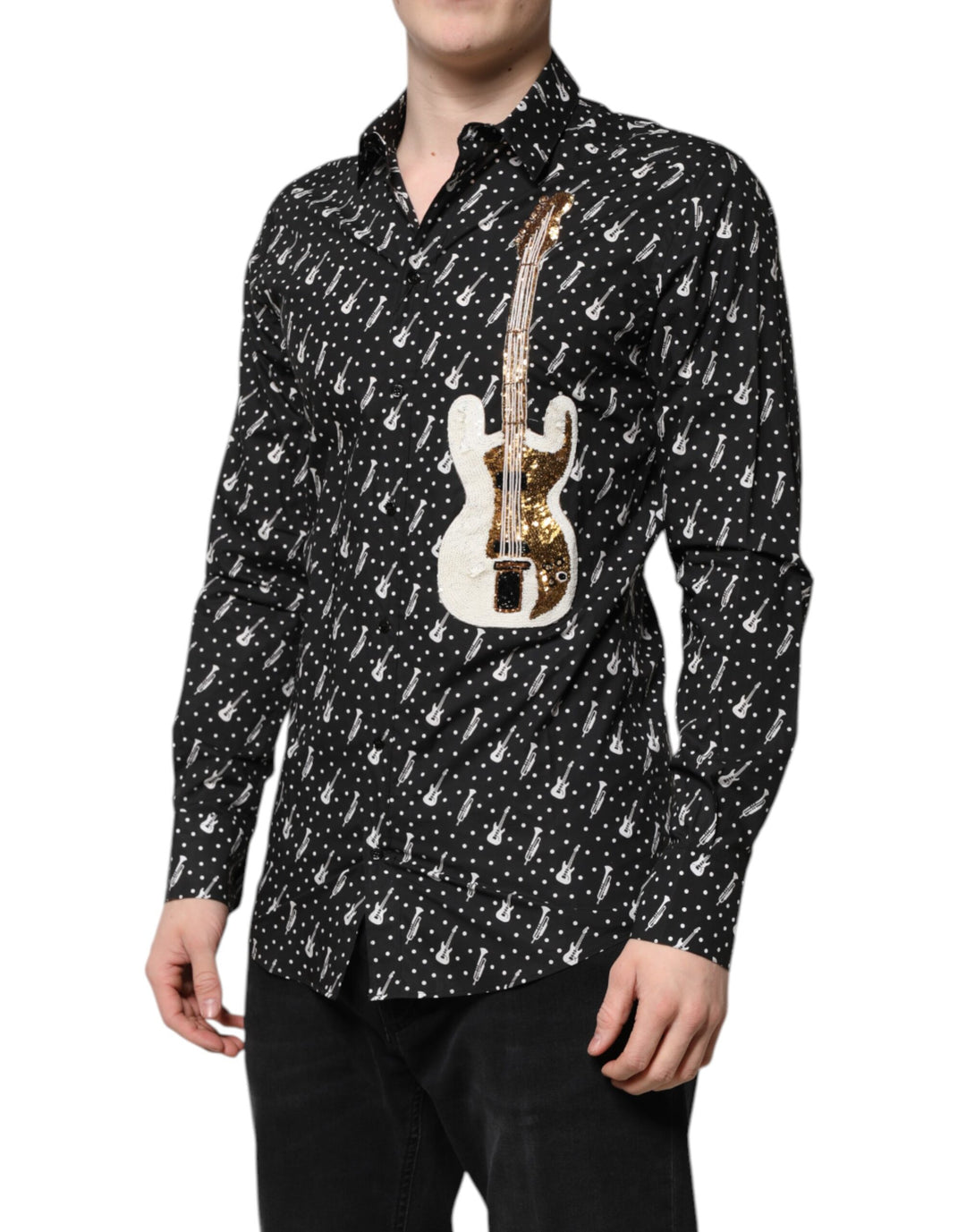 Dolce &amp; Gabbana Black GOLD Instrument Embellished Shirt