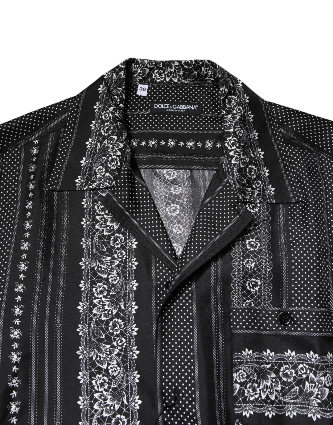 Dolce &amp; Gabbana Black Silk Floral Print Short Sleeves Shirt