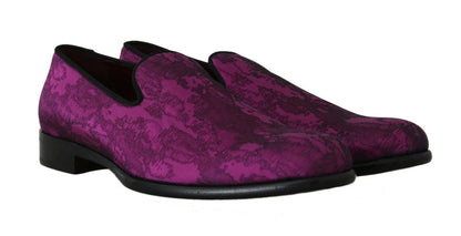 Mocassins élégants Dolce &amp; Gabbana en mélange de soie et de laine violet
