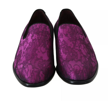Mocassins élégants Dolce &amp; Gabbana en mélange de soie et de laine violet