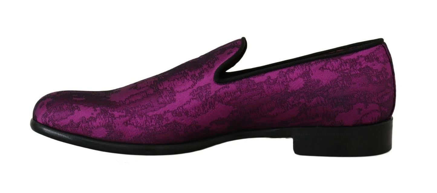 Mocassins élégants Dolce &amp; Gabbana en mélange de soie et de laine violet