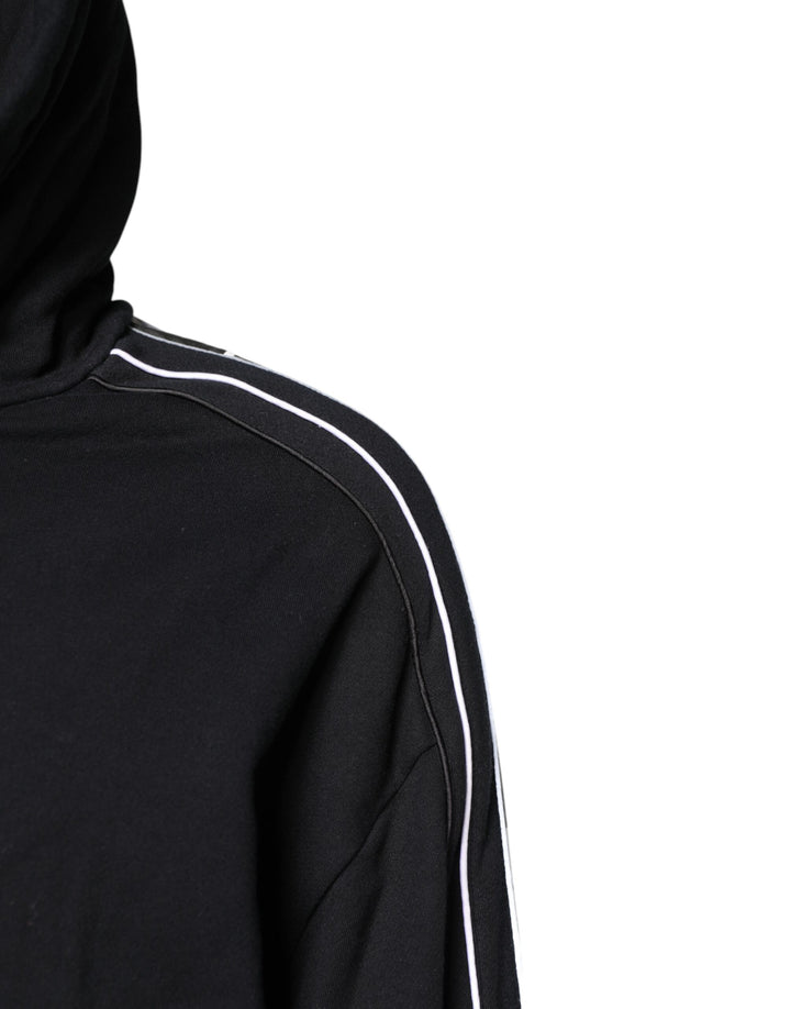 Dolce &amp; Gabbana Black Cotton Logo Hooded Sweatshirt Sweater