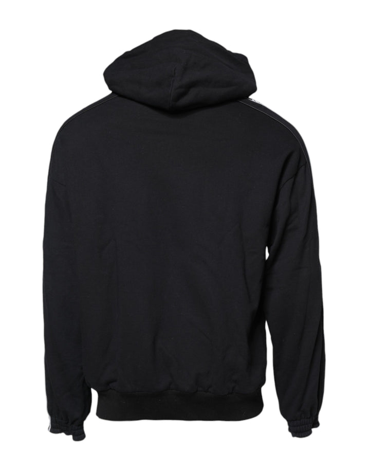 Dolce &amp; Gabbana Black Cotton Logo Hooded Sweatshirt Sweater