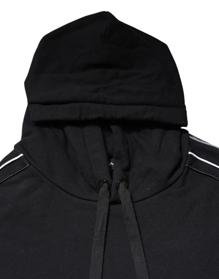Dolce &amp; Gabbana Black Cotton Logo Hooded Sweatshirt Sweater