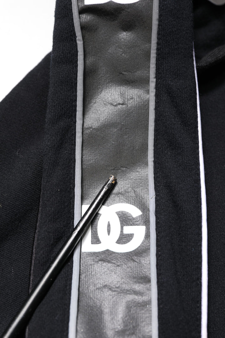 Dolce &amp; Gabbana Black Cotton Logo Hooded Sweatshirt Sweater