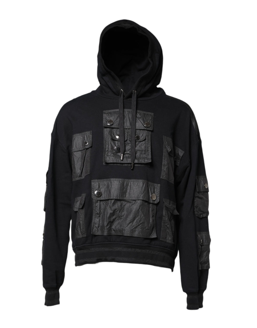 Dolce &amp; Gabbana Black Cotton Hooded Sweatshirt Sweater