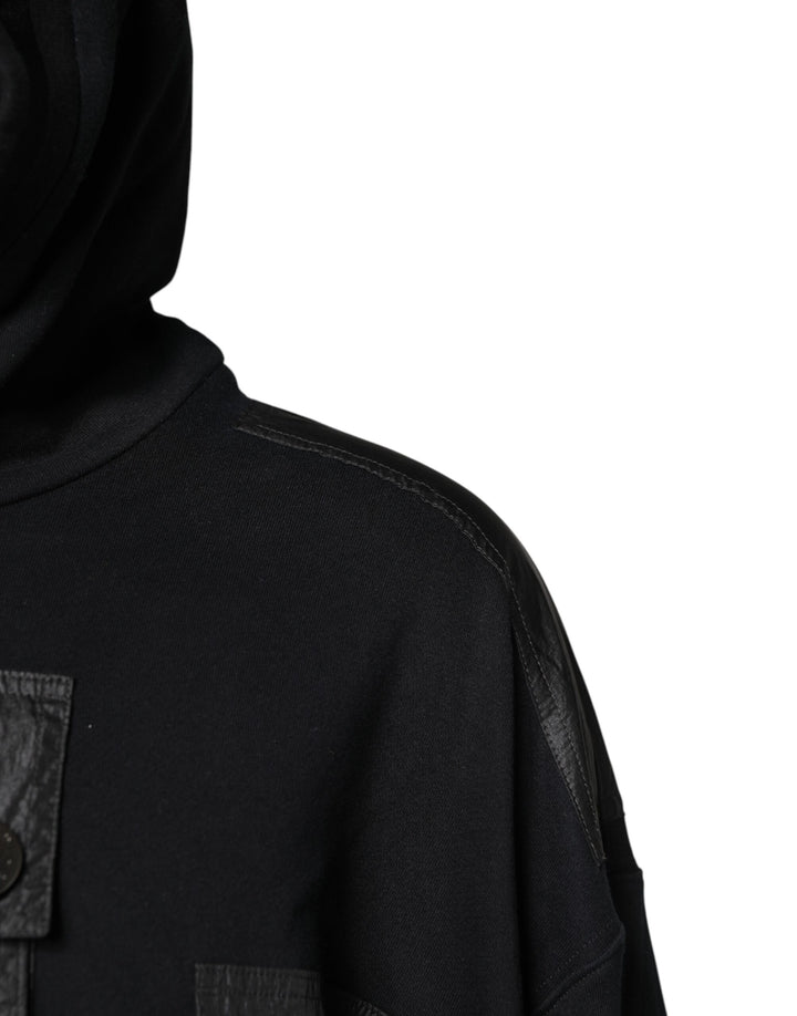 Dolce &amp; Gabbana Black Cotton Hooded Sweatshirt Sweater