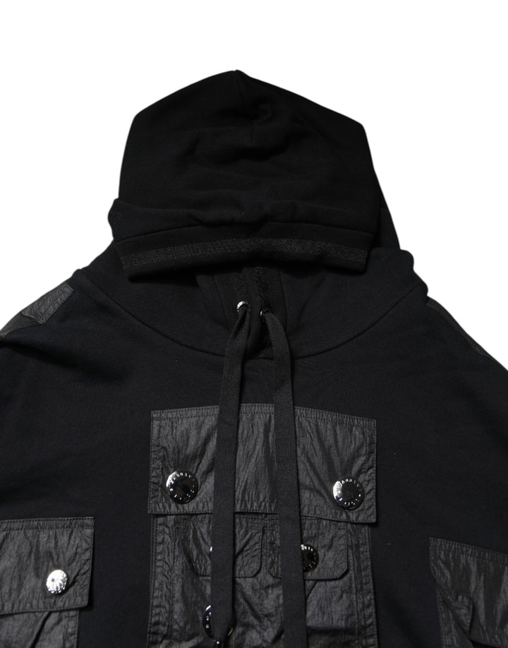 Dolce &amp; Gabbana Black Cotton Hooded Sweatshirt Sweater