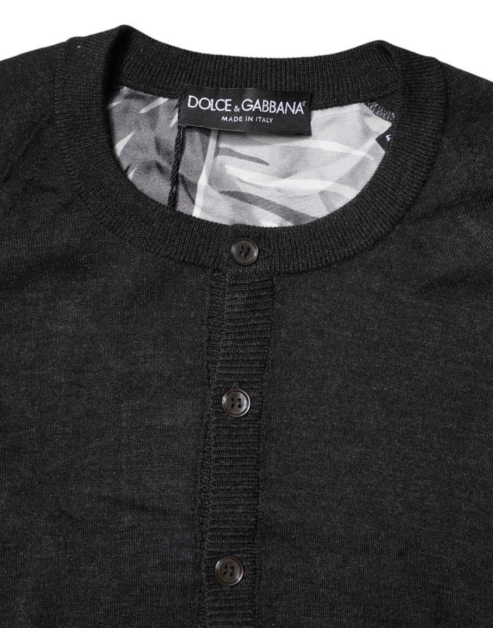 Dolce &amp; Gabbana Black Printed Knitted Men Pullover Sweater