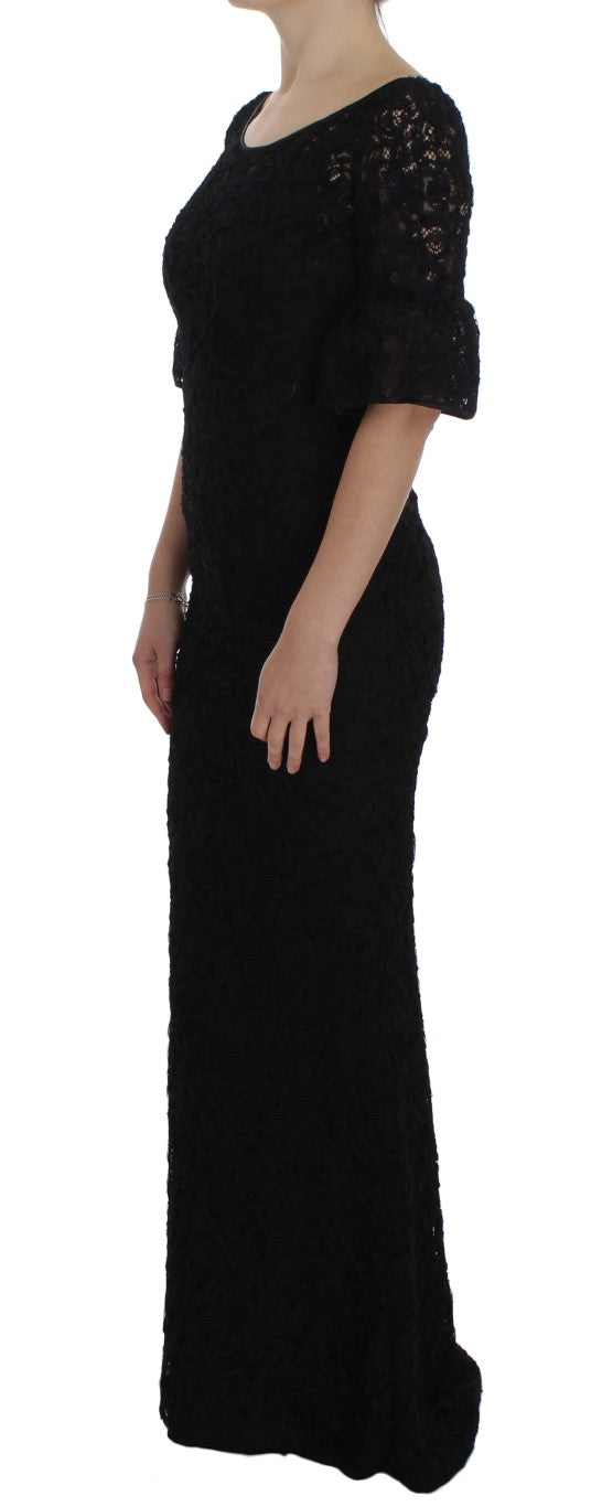 Dolce & Gabbana Black Floral Lace Long Bodycon Maxi Dress women’s dress