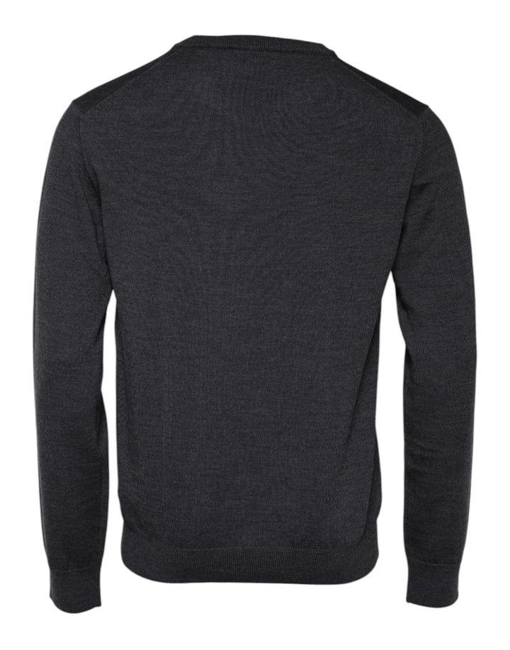Dolce &amp; Gabbana Gray Wool Logo Knitted Men Pullover Sweater