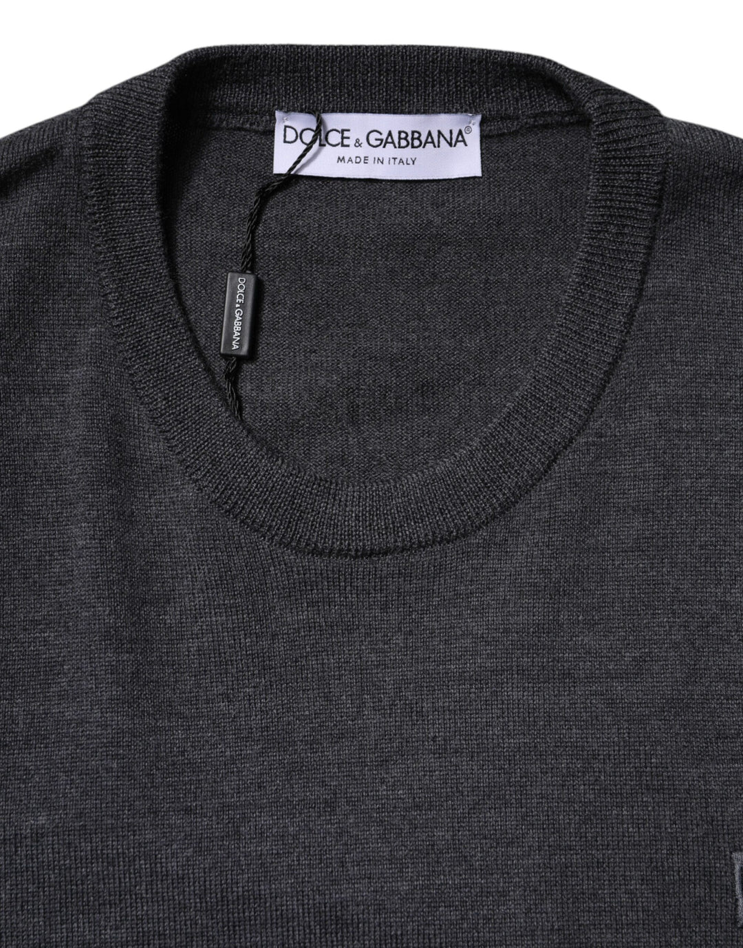 Dolce &amp; Gabbana Gray Wool Logo Knitted Men Pullover Sweater