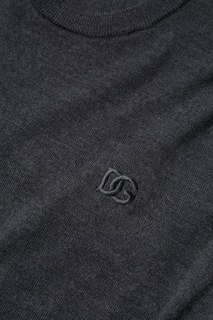 Dolce &amp; Gabbana Gray Wool Logo Knitted Men Pullover Sweater