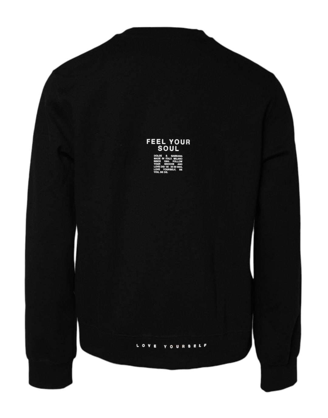 Dolce &amp; Gabbana Black Cotton Logo Knitted Pullover Sweater