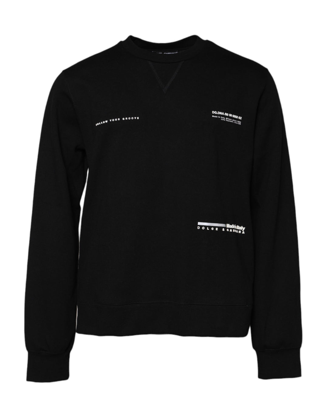 Dolce &amp; Gabbana Black Cotton Logo Knitted Pullover Sweater