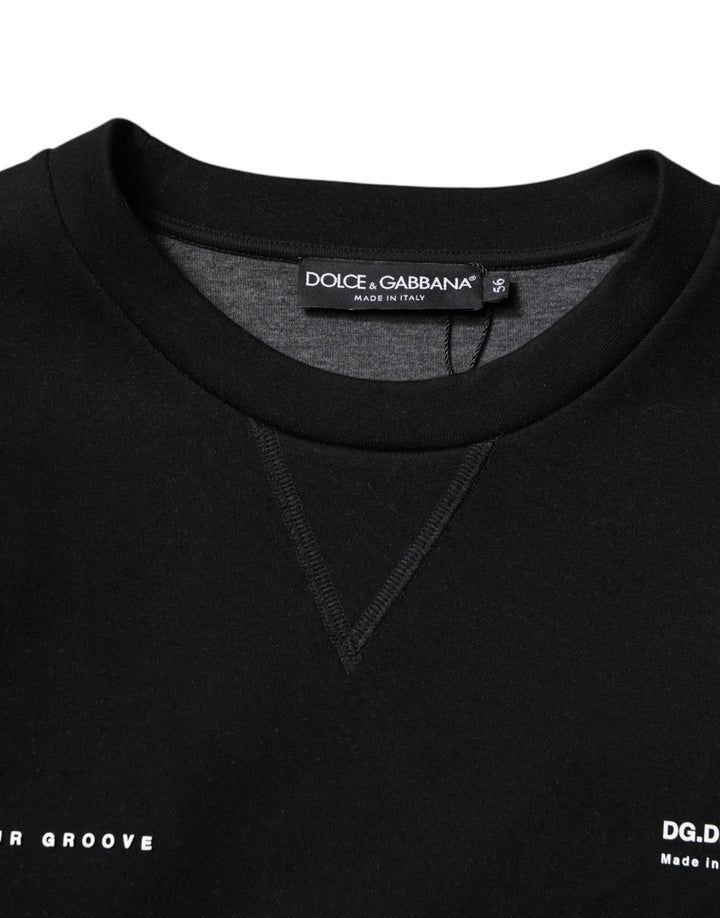 Dolce &amp; Gabbana Black Cotton Logo Knitted Pullover Sweater