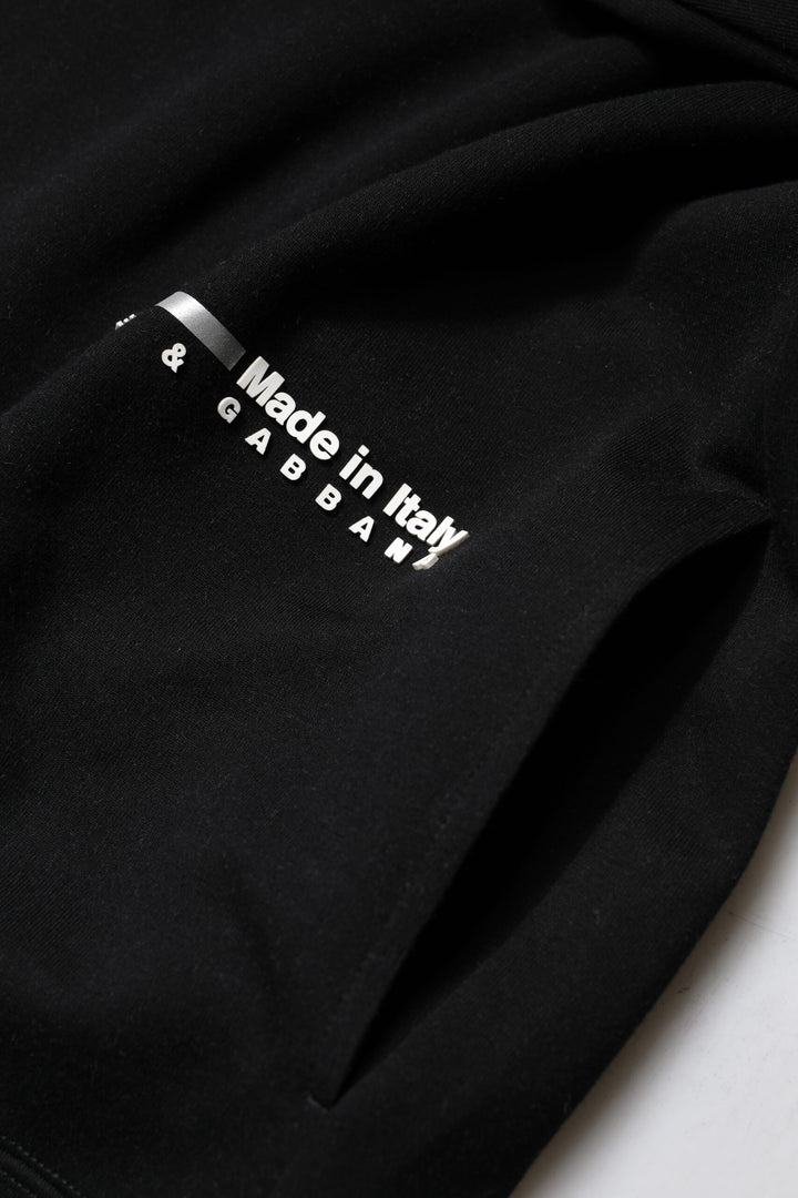 Dolce &amp; Gabbana Black Cotton Logo Knitted Pullover Sweater
