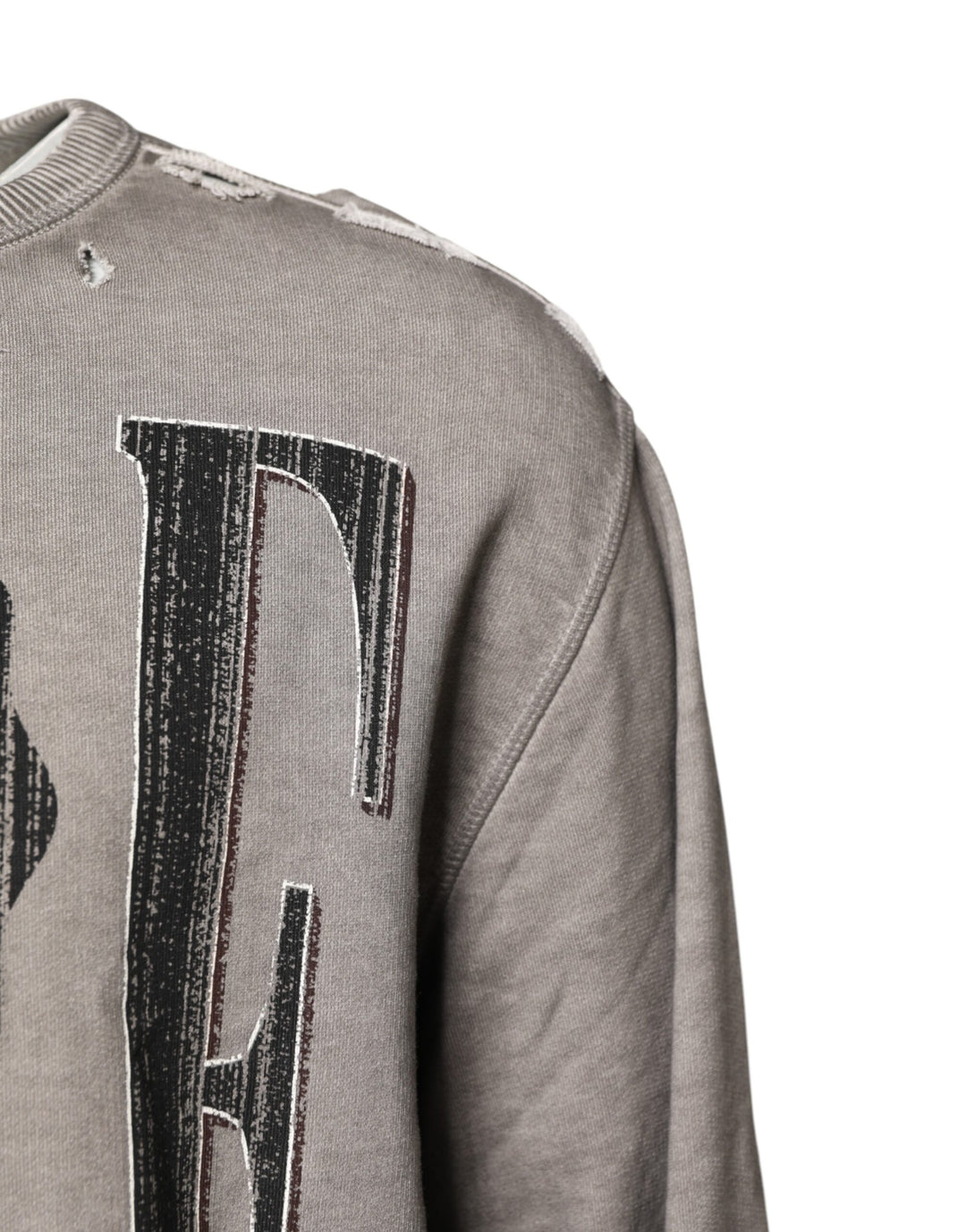 Dolce &amp; Gabbana Gray Logo Print Crew Neck Pullover Sweater