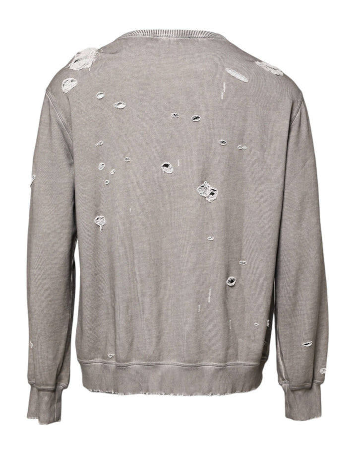 Dolce &amp; Gabbana Gray Logo Print Crew Neck Pullover Sweater