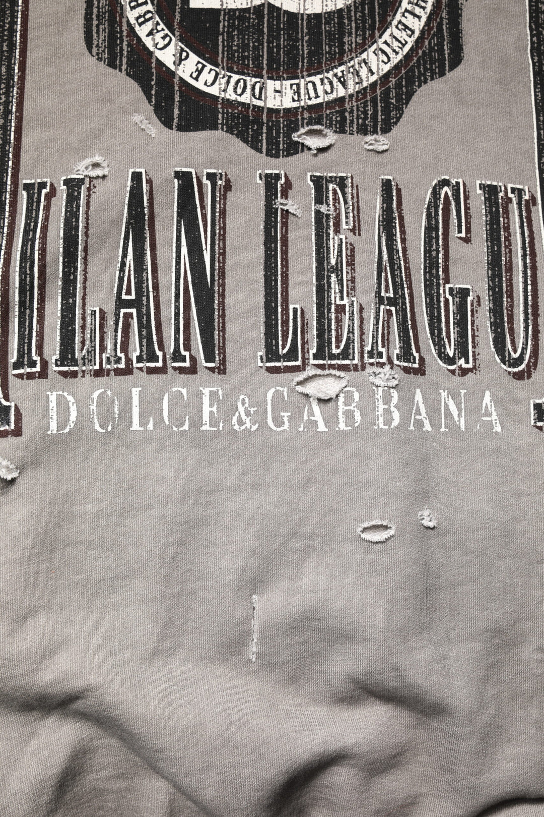 Dolce &amp; Gabbana Gray Logo Print Crew Neck Pullover Sweater