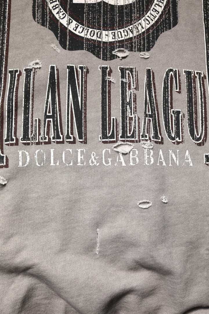 Dolce &amp; Gabbana Gray Logo Print Crew Neck Pullover Sweater