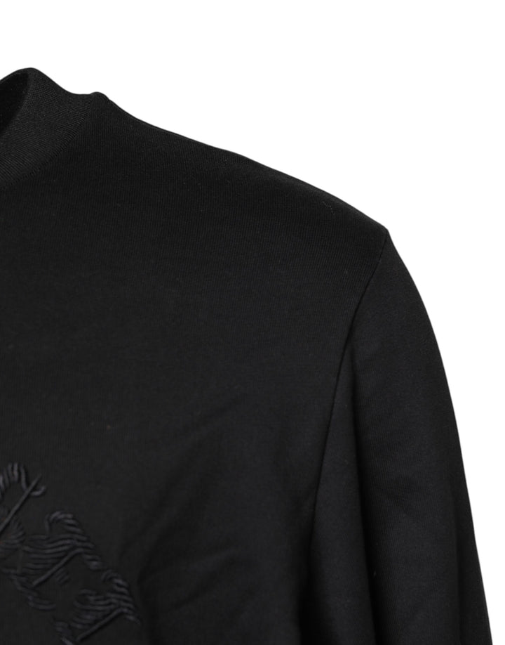 Dolce &amp; Gabbana Black Embroidered Crew Neck Pullover Sweater