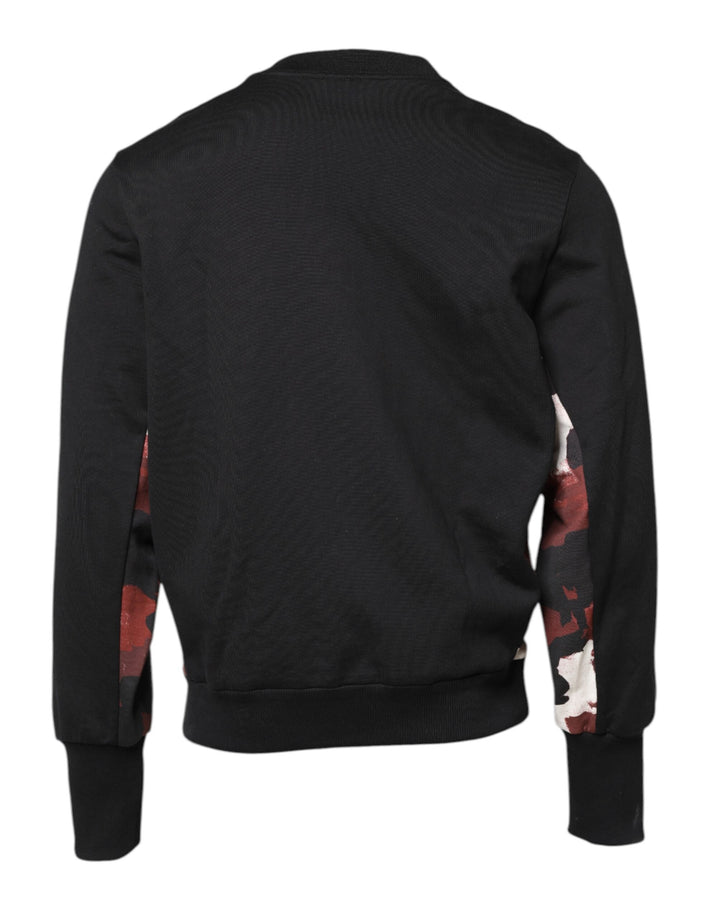 Dolce &amp; Gabbana Black Embroidered Crew Neck Pullover Sweater