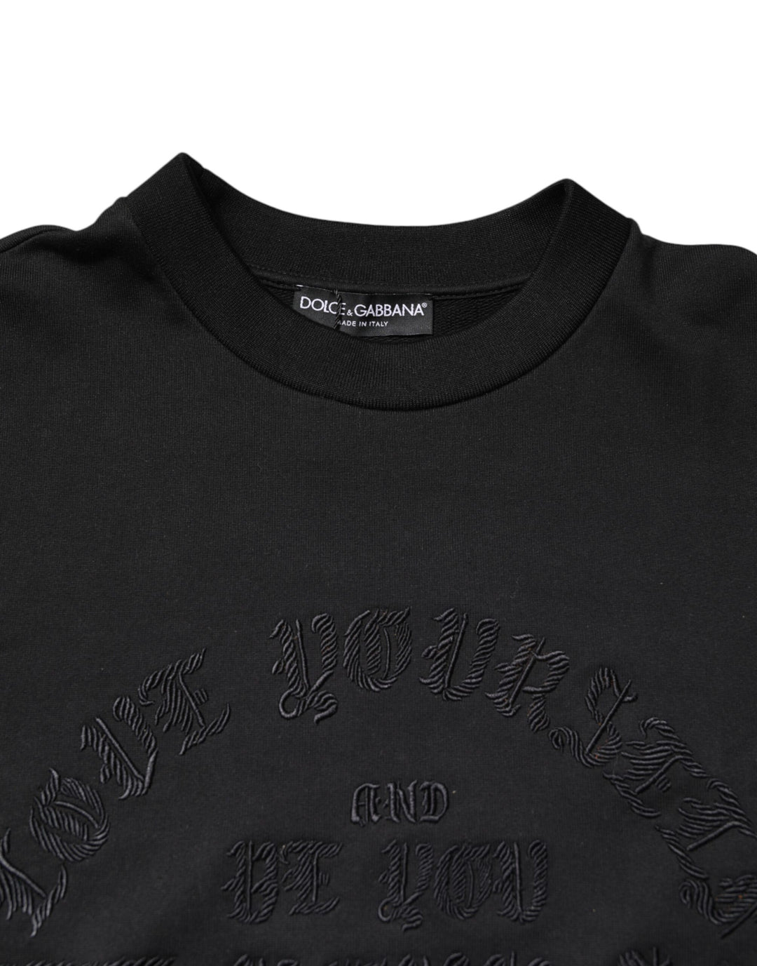 Dolce &amp; Gabbana Black Embroidered Crew Neck Pullover Sweater