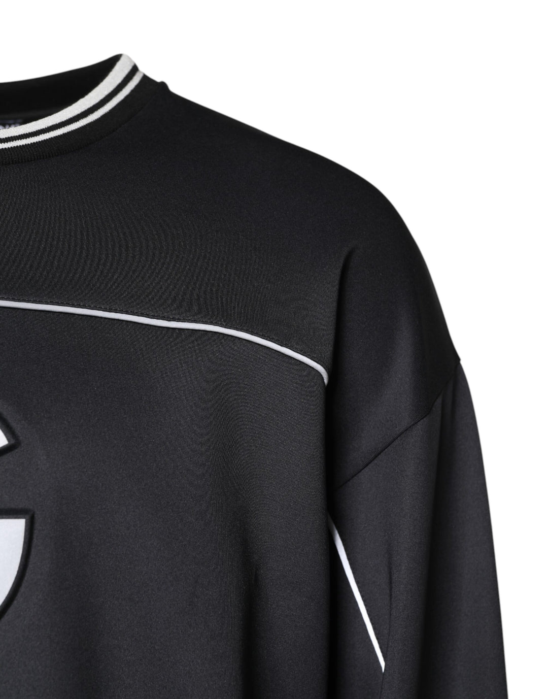 Dolce &amp; Gabbana Black Logo Polyester Crew Neck Men Pullover Sweater
