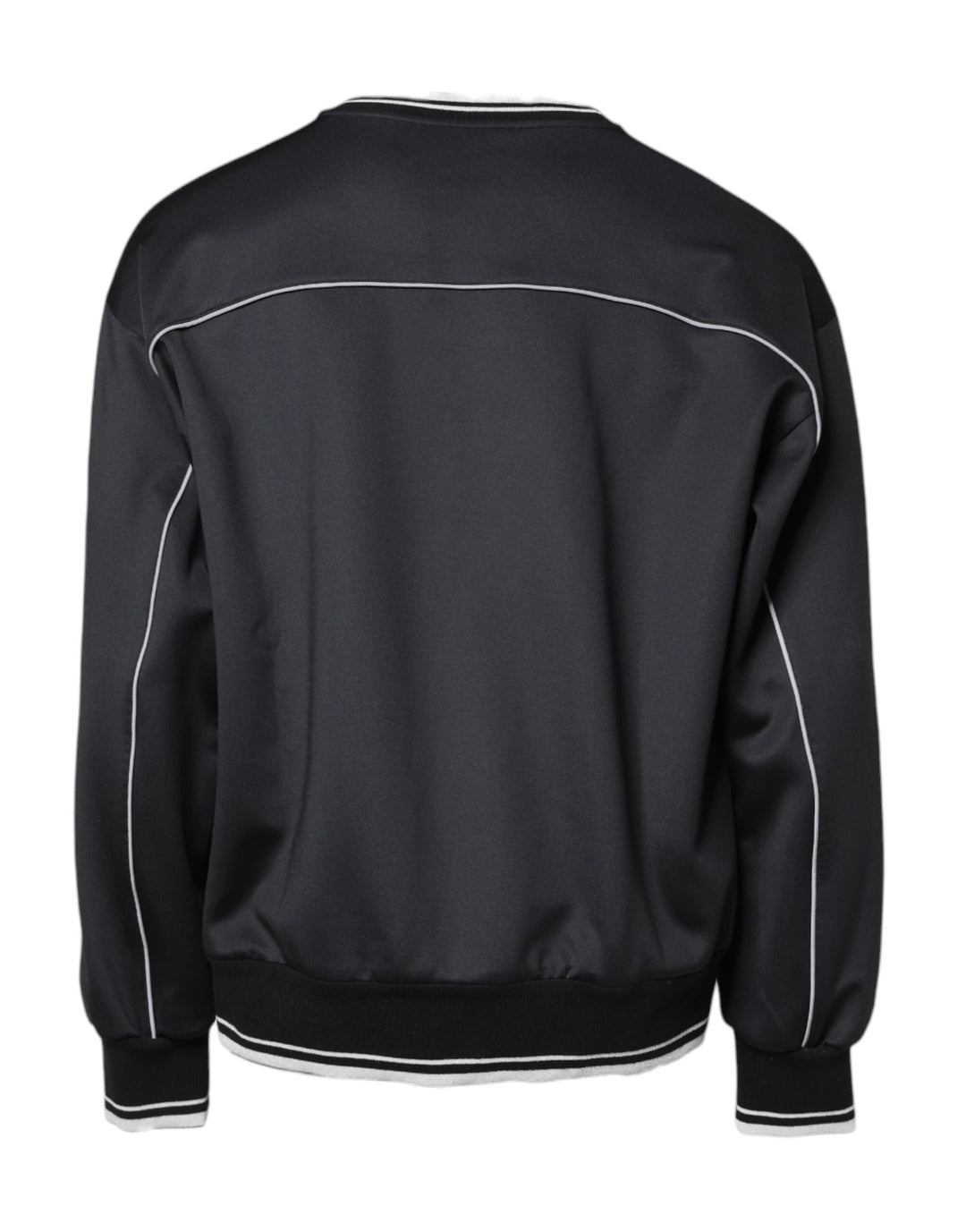 Dolce &amp; Gabbana Black Logo Polyester Crew Neck Men Pullover Sweater