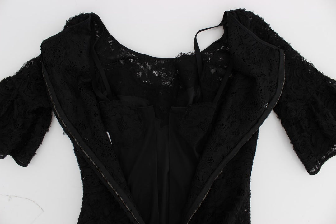 Dolce &amp; Gabbana Black Floral Lace Long Bodycon Maxi Dress women’s dress