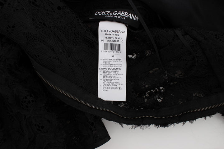 Dolce &amp; Gabbana Black Floral Lace Long Bodycon Maxi Dress women’s dress