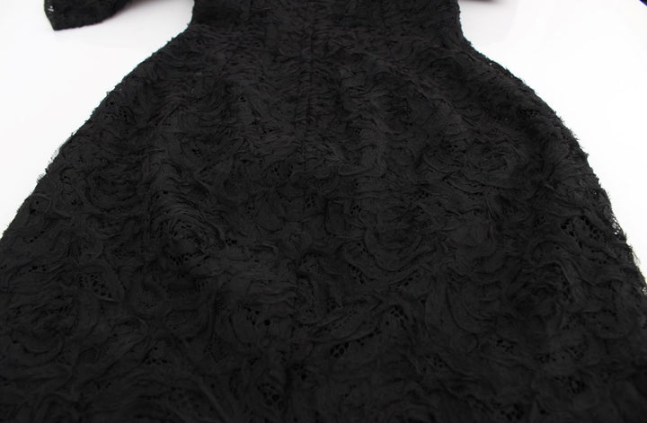 Dolce &amp; Gabbana Black Floral Lace Long Bodycon Maxi Dress women’s dress